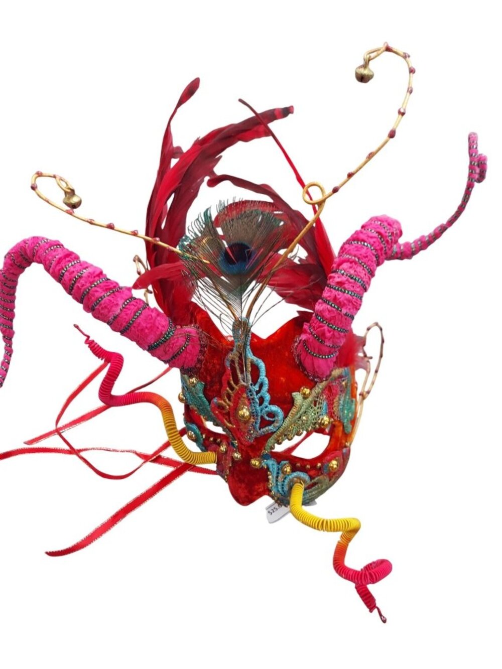 Handcrafted Venetian Carnival Mask With Feathers Peacock
